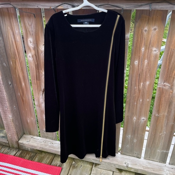 French Connection Women's Zella Aurore Velvet Long Sleeves Mini Dress Black Sz 4 - Picture 3 of 5